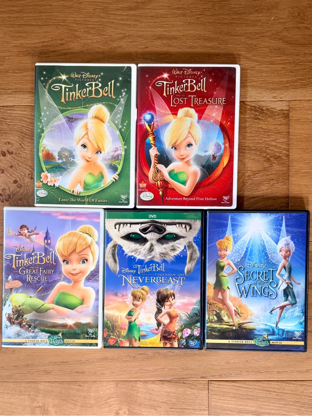 Disney Fairies TinkerBell Movie DVD Lot of 5 Secret Wings NeverBeast Animated
